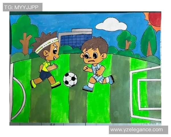 小学生用画笔描绘足球梦想展现童趣与热情的创意作品
